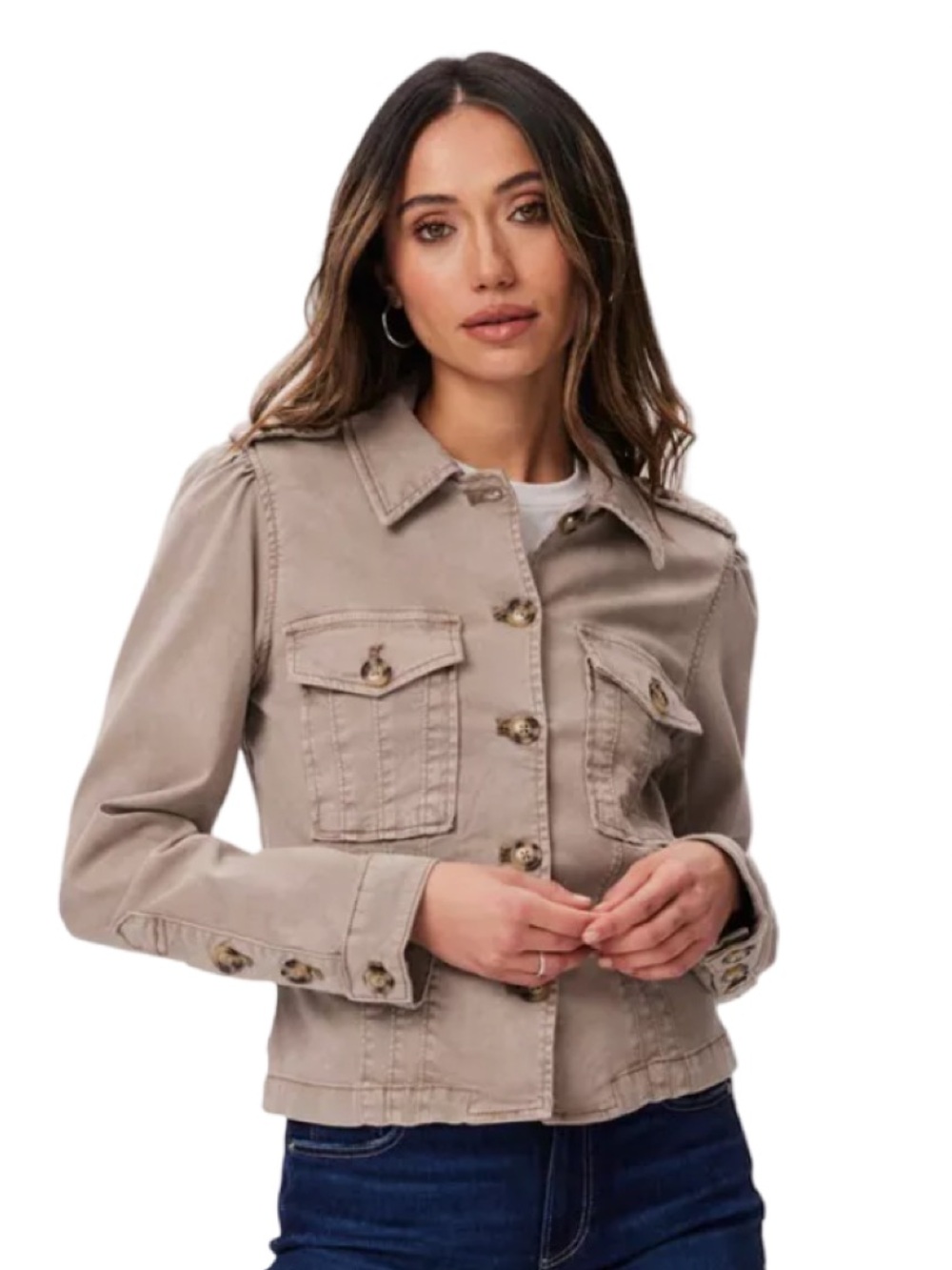 PAIGE Pacey Jacket Vintage Moss Taupe Utility Safari Women’s Medium EUC